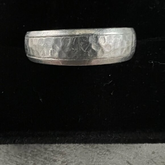 9MM Palladium Hammered Wedding Band Size 11 - Picture 2 of 4